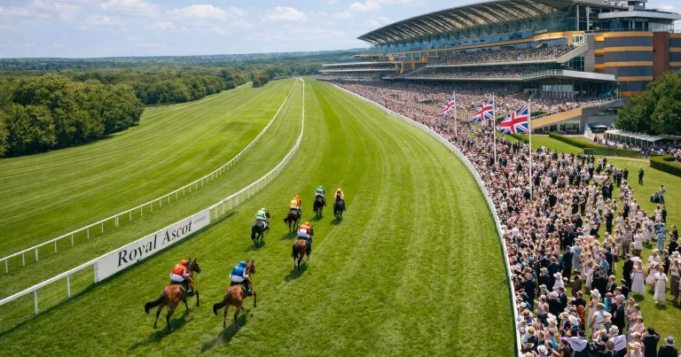 Aerial view of Ascot Racecourse during Royal Ascot meeting